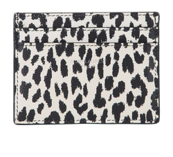 Card Holder, Leather, Black/White Leopard Print, 0620, B, DB, 4*